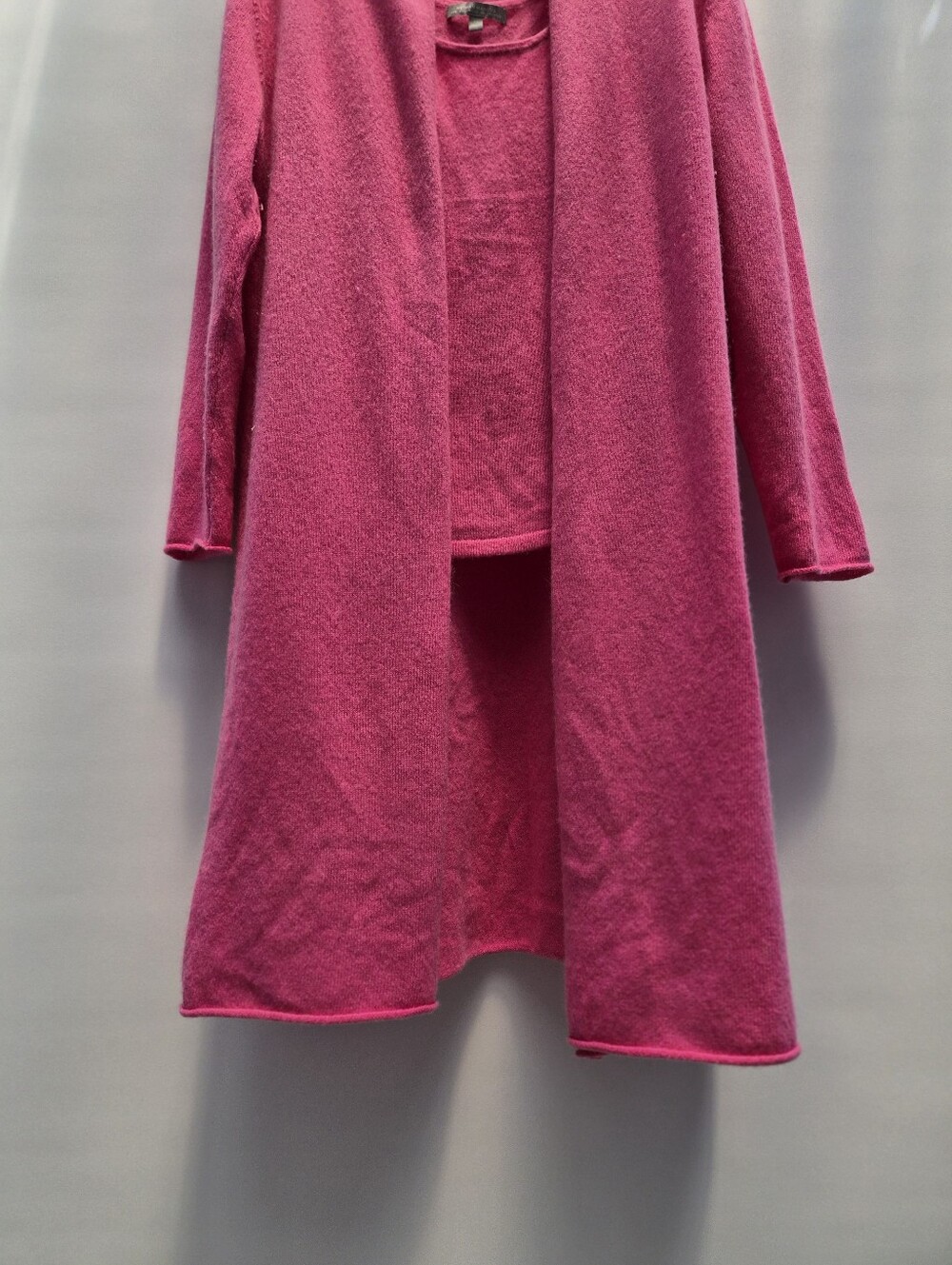 Neiman Marcus Cashmere Duster Cardigan 1X Tank 2X Set Hot Pink Barbiecore Luxury - Picture 5 of 16
